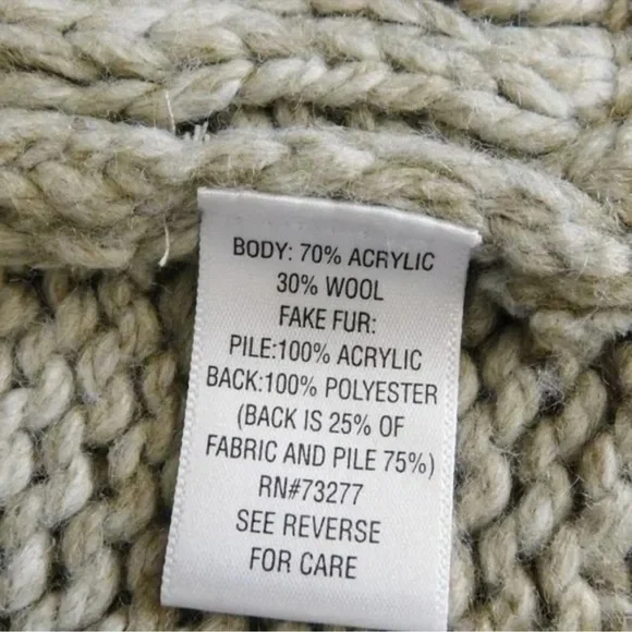 Apt. 9 Wool Blend Faux Fur Cable Knit Cardigan – Women’s Large | EUC! - Picture 7 of 8